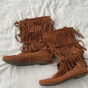 LC Lauren Conrad Fringe Moccasins - Brown